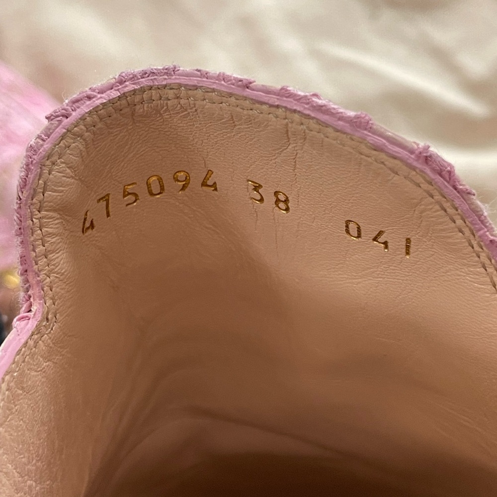 Gucci Pink Lace and Leather Princetown Mules - Picture 6 of 7